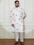 Plus Men's Cream Cotton Blend Kurta Pyjama Set