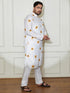 Plus Men's Cream Cotton Blend Kurta Pyjama Set