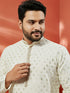 Men's Cream Silk Jacquard Kurta