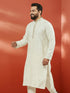 Men's Cream Silk Jacquard Kurta