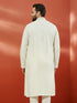 Men's Cream Silk Jacquard Kurta