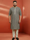 Men's Black Sequin Kurta with Cream Trousers
