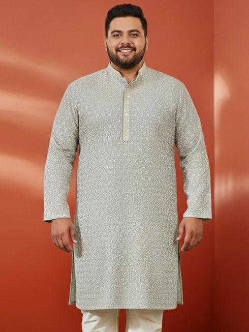 Men's Grey Sequin Kurta