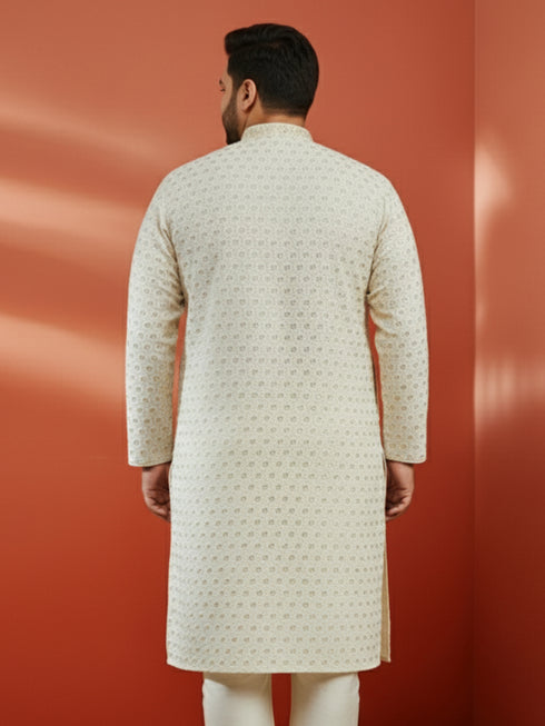 Men's Off White Sequin Kurta