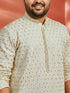 Men's Off White Sequin Embroidered Kurta with Cream Pant