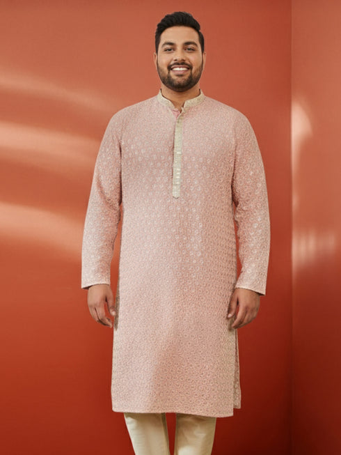 Men's Peach Sequin Kurta