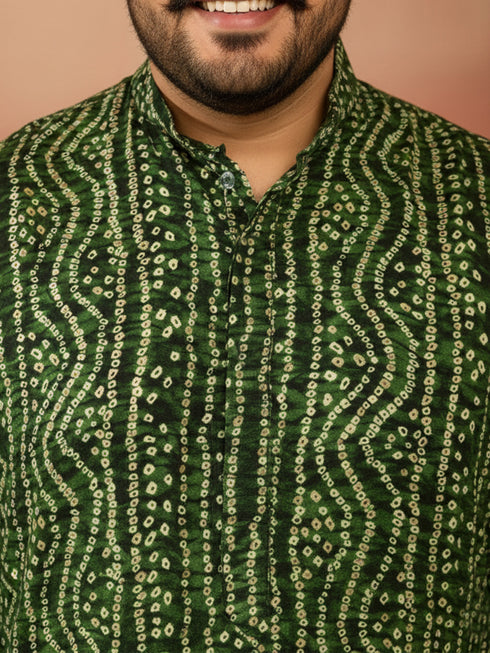 Men's Green Bandhani Kurta