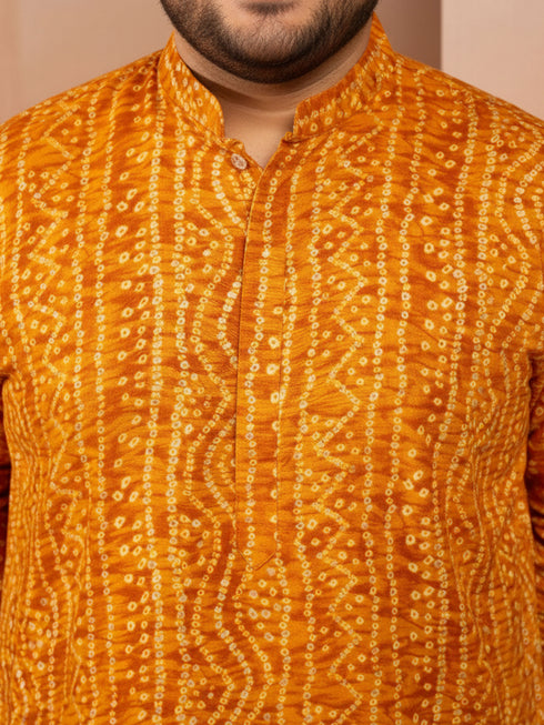 Men's Mustard Bandhani Kurta