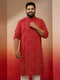 Men's Red Bandhani Kurta