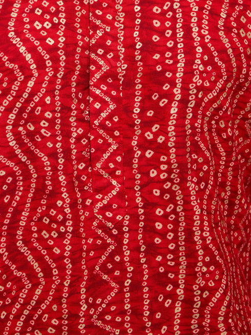 Men's Red Bandhani Kurta