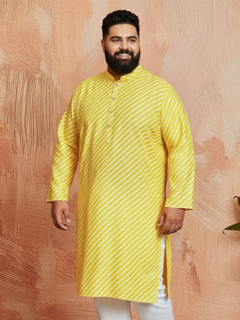 Men's Yellow Lahariya Kurta
