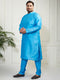 Plus Men's Aqua Silk Blend Kurta Pyjama Set