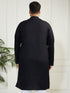 Plus Men's Black Cotton Linen Kurta
