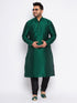 Men's Plus Size Green Silk Blend Kurta And Black Pyjama Set