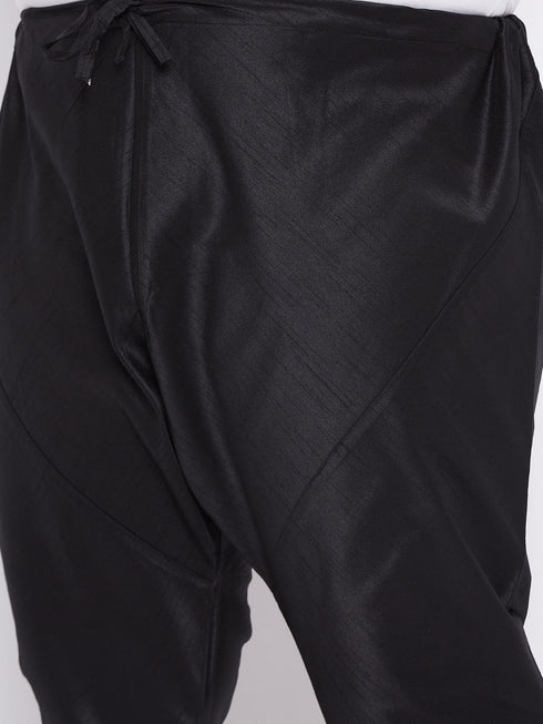 Men's Plus Size Green Silk Blend Kurta And Black Pyjama Set