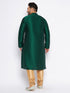 Men's Plus Size Green Silk Blend Kurta And Rose Gold Pyjama Set