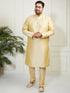 Plus Men's Gold Silk Blend Kurta, Pyjama