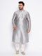 Men's Plus Size Grey Kurta And White Pyjama Set
