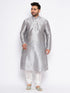 Men's Plus Size Grey Kurta And White Pyjama Set