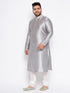Men's Plus Size Grey Kurta And White Pyjama Set