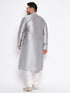 Men's Plus Size Grey Kurta And White Pyjama Set