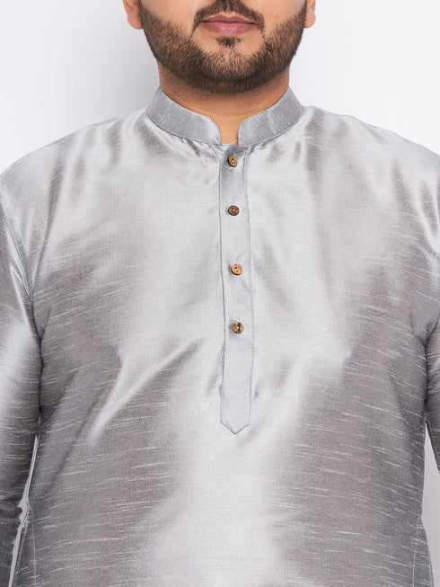 Men's Plus Size Grey Kurta And White Pyjama Set
