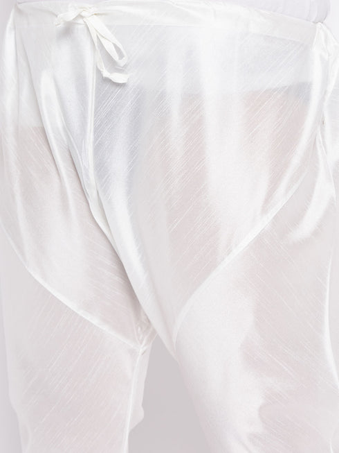 Men's Plus Size Grey Kurta And White Pyjama Set