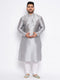 Men's Plus Size Grey Kurta And White Pyjama Set