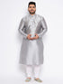 Men's Plus Size Grey Kurta And White Pyjama Set
