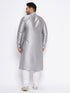 Men's Plus Size Grey Kurta And White Pyjama Set