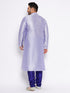 Men's Plus Size Lavender Silk Blend Kurta And Blue Pyjama Set