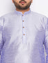 Men's Plus Size Lavender Silk Blend Kurta And Blue Pyjama Set