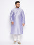 Men's Plus Size Lavender Silk Blend Kurta And White Pyjama Set