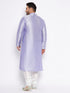 Men's Plus Size Lavender Silk Blend Kurta And White Pyjama Set
