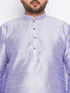 Men's Plus Size Lavender Silk Blend Kurta And White Pyjama Set