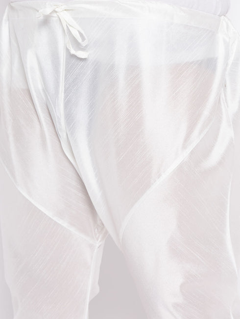 Men's Plus Size Lavender Silk Blend Kurta And White Pyjama Set