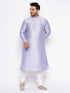 Men's Plus Size Lavender Silk Blend Kurta And White Pyjama Set