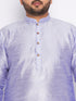 Men's Plus Size Lavender Silk Blend Kurta And White Pyjama Set