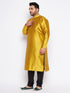 Men's Plus Size Mustard Silk Blend Kurta And Black Pyjama Set