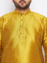 Men's Plus Size Mustard Silk Blend Kurta And Black Pyjama Set