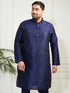 Plus Men's Navy Blue Silk Blend Kurta