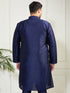 Plus Men's Navy Blue Silk Blend Kurta