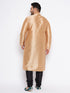 Men's Plus Size Rose Gold Silk Blend Kurta And Black Pyjama Set