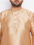 Men's Plus Size Rose Gold Silk Blend Kurta And Black Pyjama Set