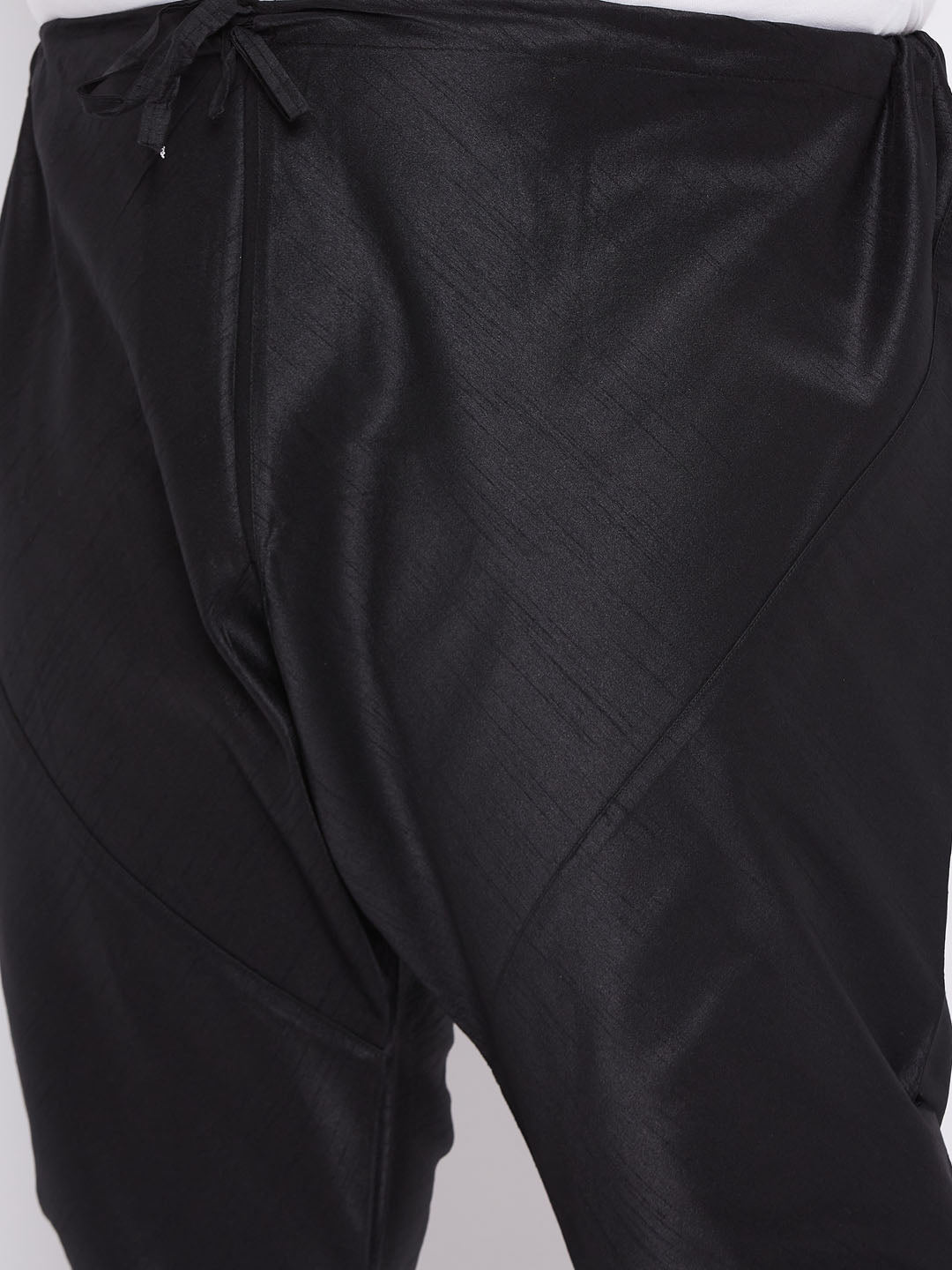 Men's Plus Size Rose Gold Silk Blend Kurta And Black Pyjama Set