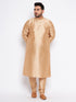 Men's Plus Size Rose Gold Silk Blend Kurta Pyjama Set