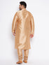 Men's Plus Size Rose Gold Silk Blend Kurta Pyjama Set