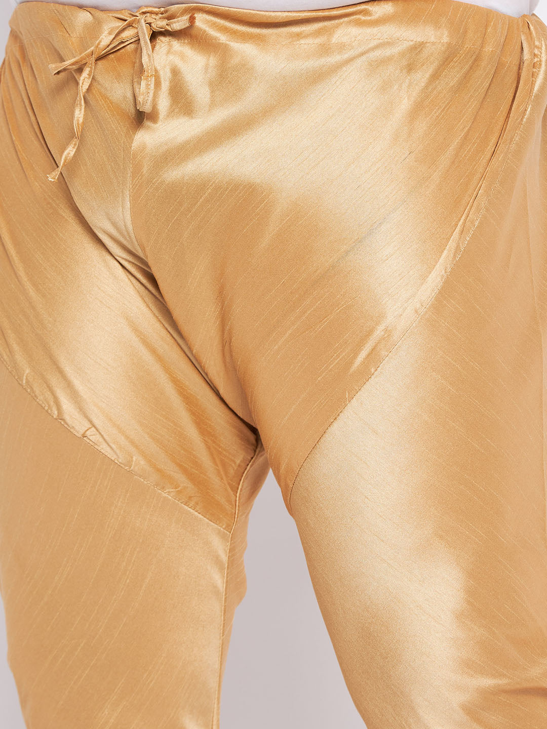 Men's Plus Size Rose Gold Silk Blend Kurta Pyjama Set