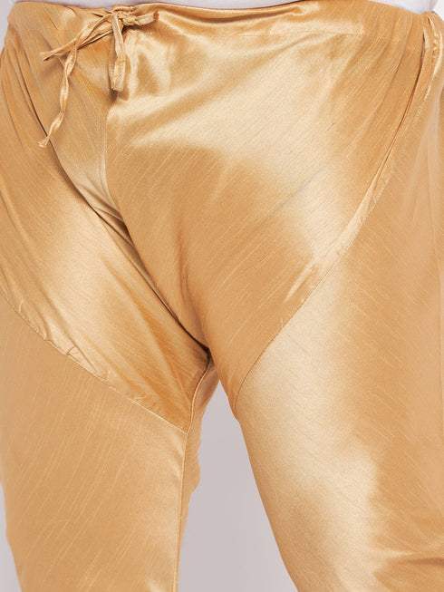 Men's Plus Size Rose Gold Silk Blend Kurta Pyjama Set