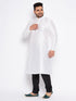 Men's Plus Size White Silk Blend Kurta And Black Pyjama Set